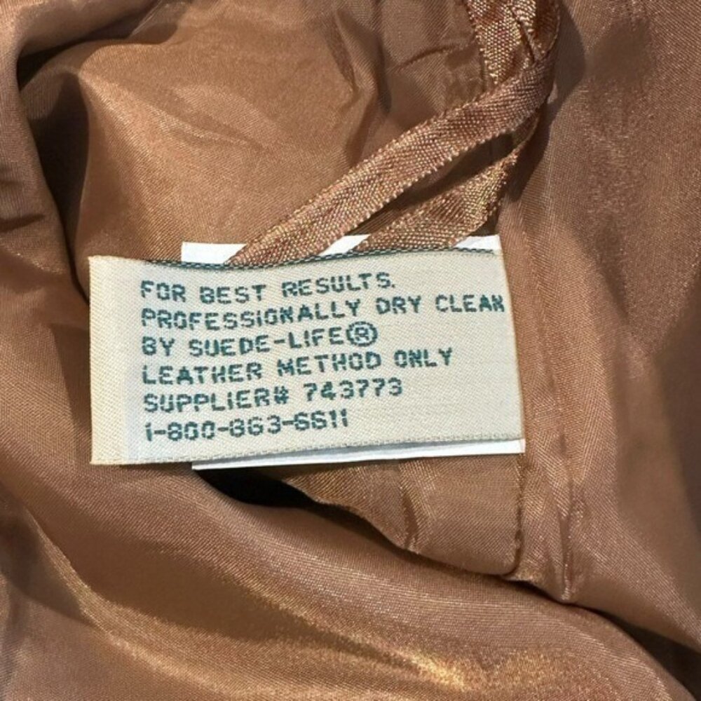 St John's Bay Women's 12 Suede Pencil Skirt Leather Knee Length Vintage Camel - Picture 5 of 6